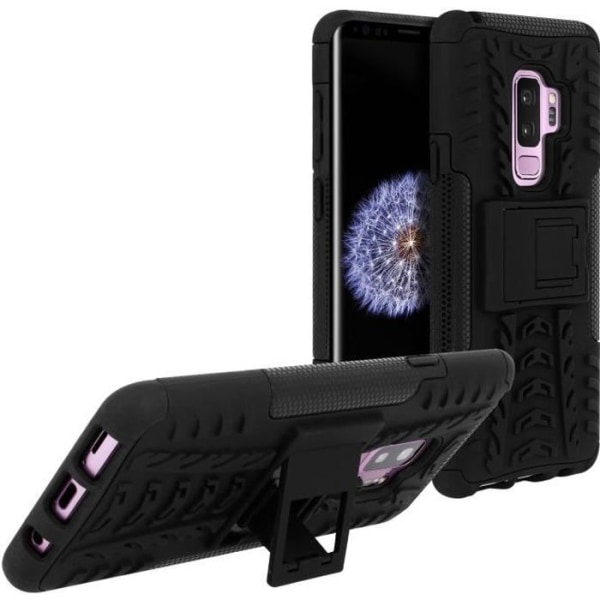 Coque - Samsung - Galaxy S9 Plus - Stødabsorberende - Indbygget støtte - Sort Svart