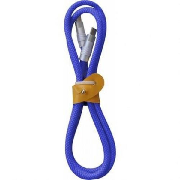 Vahvistettu USB C / USB C -kaapeli Biggy Malli 1m Käännettävä liitin YELLO KOKO Sininen