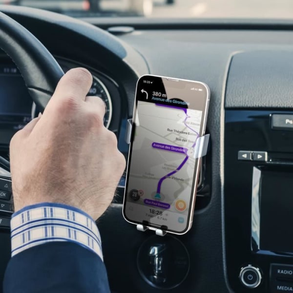 Smartphone bilholder - XO - 360° roterbar - Ventilationsgittertilbehør - Udtrækkelige arme Svart