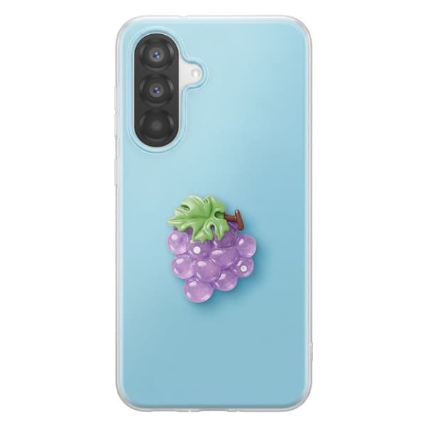 Cover til Galaxy A36 med 3D-reliefmønster af druer og forhøjet blå kant Blå