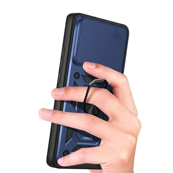 Coque Anneau för Redmi Note 15 4G med Skjutbart Kameraskydd Mayaxess Mörkblå Blå