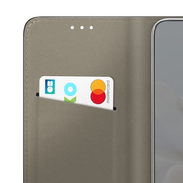 Fodral med lock för Motorola Edge 70 med kortfack och videostöd i midnattsblå Blå
