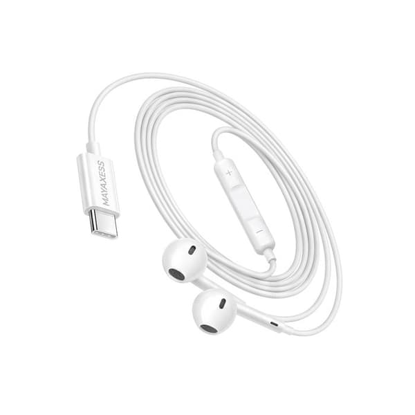 Hörlurar - MAYAXESS - Xiaomi 15T Pro - USB-C - Inbyggd mikrofon - Vit Vit