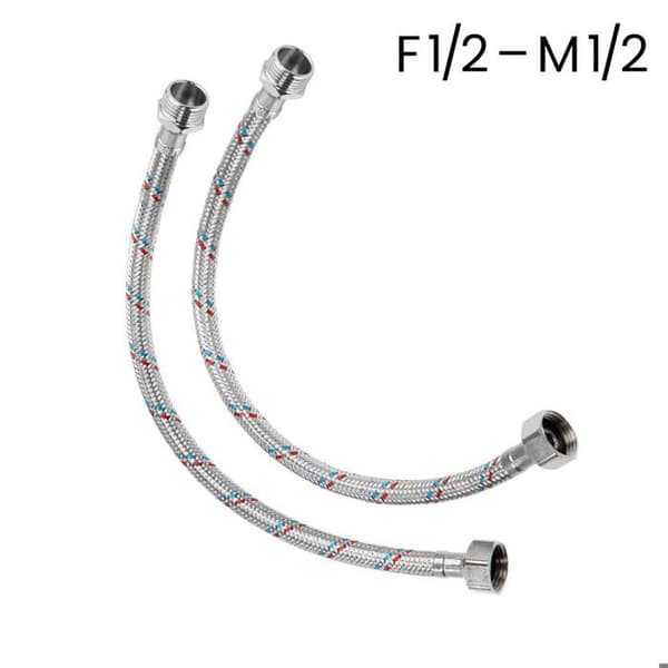 Flexibel flätad slang - AVIZAR - 40 cm - F1/2 (hona) - M1/2 (hane) - Grå Grå