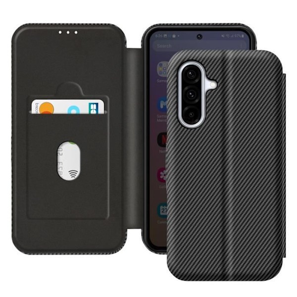 Carbon Case for Samsung Galaxy A36 Card Holder Anti-RFID Support Black Svart