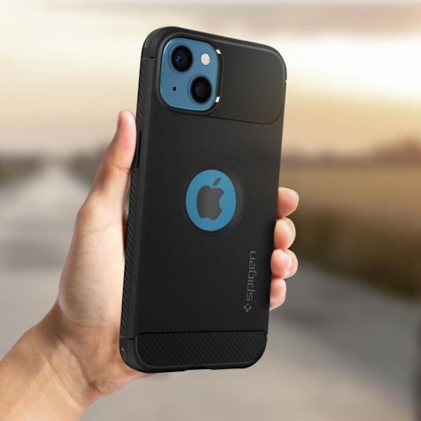 iPhone 13 etui - Spigen - Robust rustning - Stødsikker Silikone Carbon Finish Svart