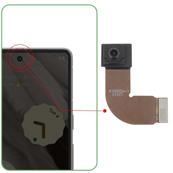 Etukamera – AVIZAR – Google Pixel 7 – 10,8 MP selfie-sensori – musta Svart