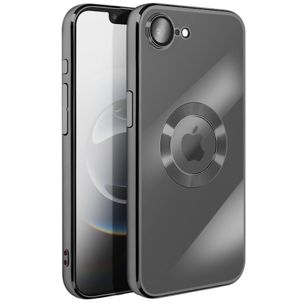 Coque til iPhone 16e med kromkant i blødt sort silikone Svart