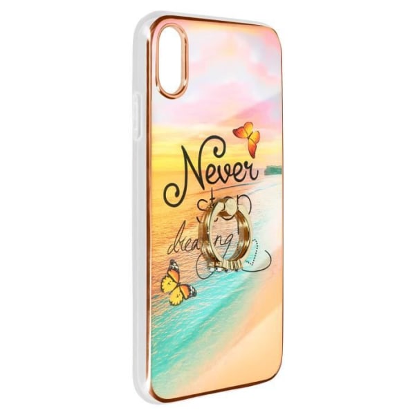 Bi-material iPhone XS Max fodral med Orange Beach Pattern Holding Ring