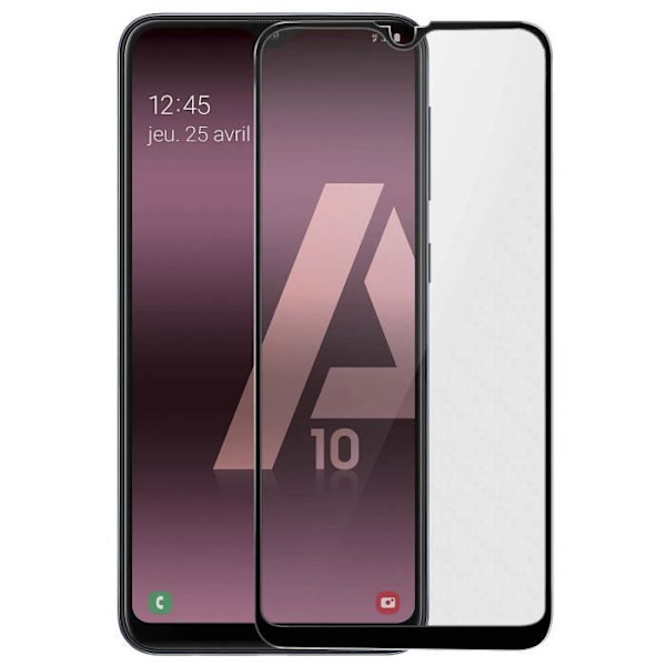 Skärmfilm - AVIZAR - Samsung Galaxy A10 - 9H härdat glas - fasad - Anti-repskydd Svart