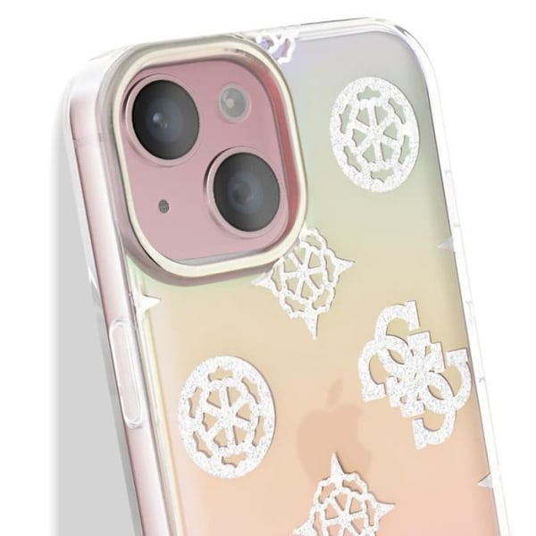 Coque för iPhone 15 Plus Med Höjda Kanter och Inbyggd Rem Guess Flerfärgad Flerfärgad