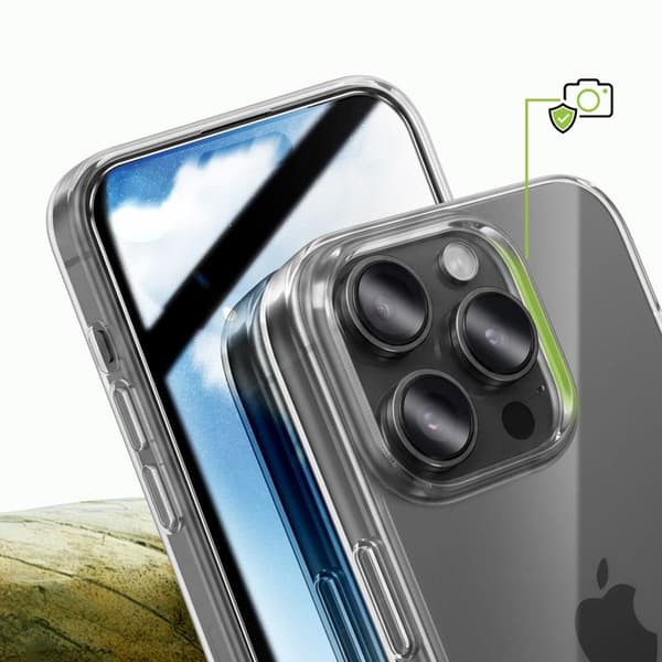 Coque og Tempereret Glas til iPhone 15 Pro Max Fuld Beskyttelse Mayaxess Transparent Vit