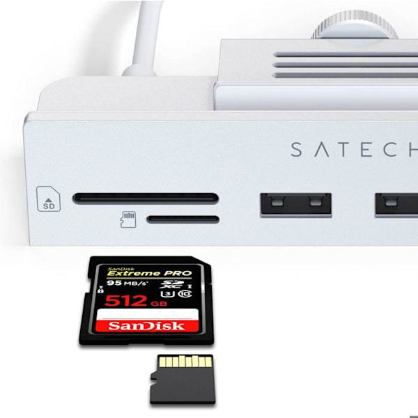 Hub iMac 24'' USB C till USB C, 3 USB, SD / Micro-SD-kort Satechi Silver