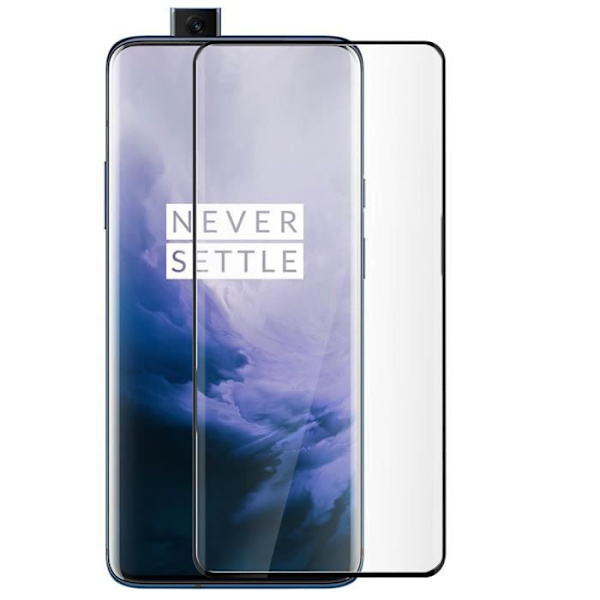 Skyddsfilm - AVIZAR - Oneplus 7 Pro - Böjt härdat glas - Stöttålig - Enkel installation Svart