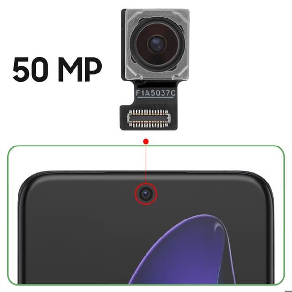 Frontkamera 50 Mpx med forbindelseskabel til Oppo Reno 13 Pro Sort