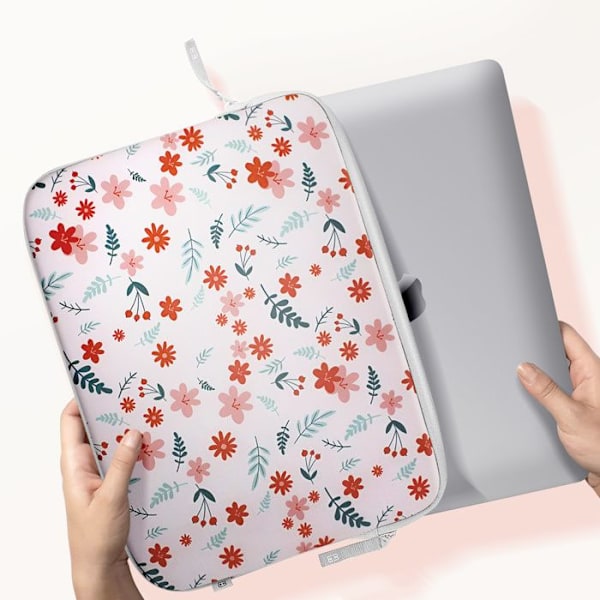 Pochette för MacBook Pro 13 och Air 13 Blommönster ²Life MW Vit Vit