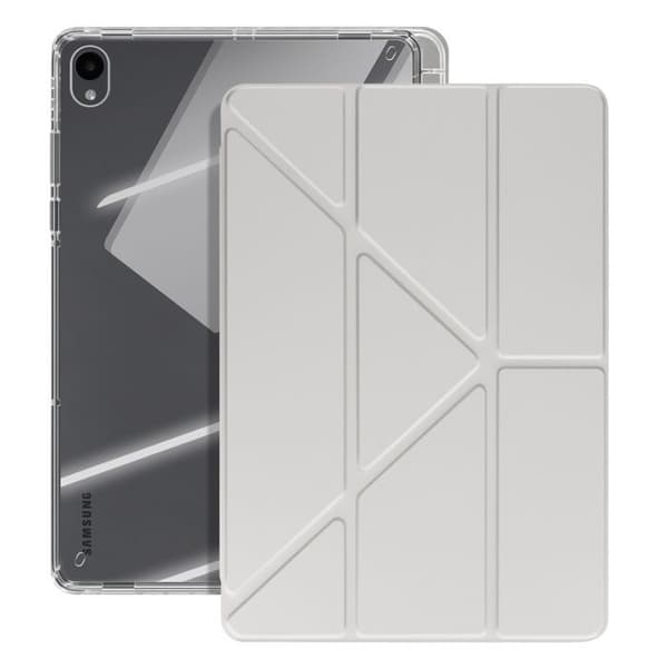 Fodral för Galaxy Tab S11 med modulär ställfunktion Origami-design Ljusgrå Grå