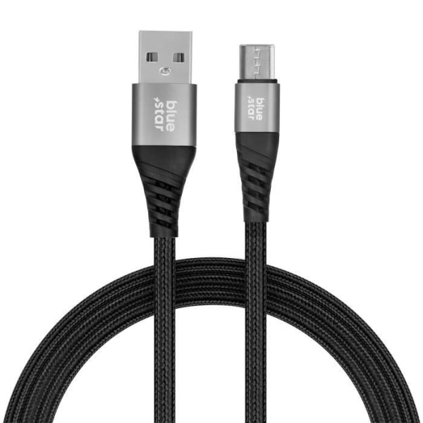 USB till mikro-USB-kabel 2A Laddningssynkronisering Nylonflätad 1,2 m Blå Stjärna Svart Svart