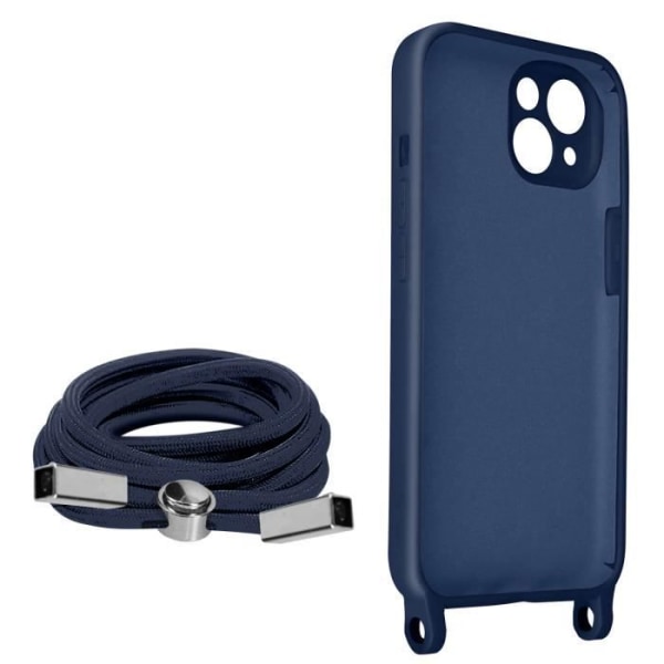 Apple iPhone 13 semi-stiv lanyard-etui med halsrem 80 cm blå Blå