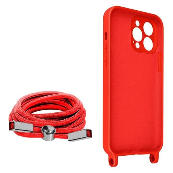 Coque iPhone 13 Pro Max - AVIZAR - Semi-rigid - Justerbart snöre 80cm - Röd Röd