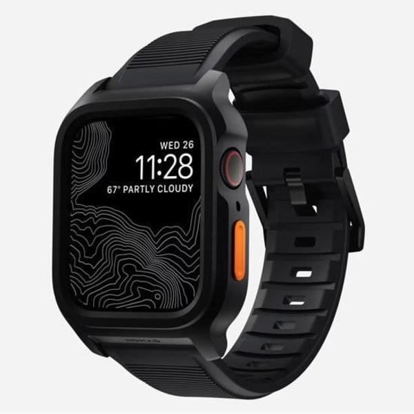 Apple Watch Nomad Rugged Case Strap 45mm musta