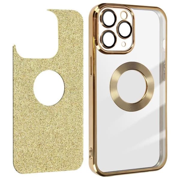 Coque iPhone 11 Pro Max - Protecam - Paillette Guld - Silikongel - Skyddad Kamera - Glänsande Design Guld