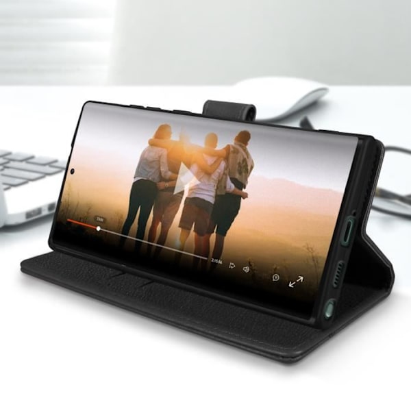 Samsung Galaxy S22 Ultra Case - AVIZAR - Chesterfield - Jalustatoiminto - Musta svart