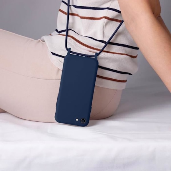 Lanyard-etui iPhone 7, 8, SE 2020 og 2022 Halvstiv halsstrop blå Blå