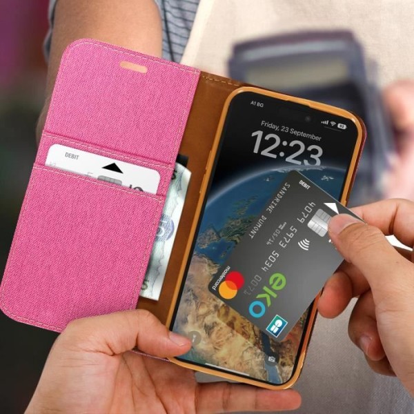 iPhone 14 Pro Max Case -korttikotelo, vaaleanpunainen kotelo