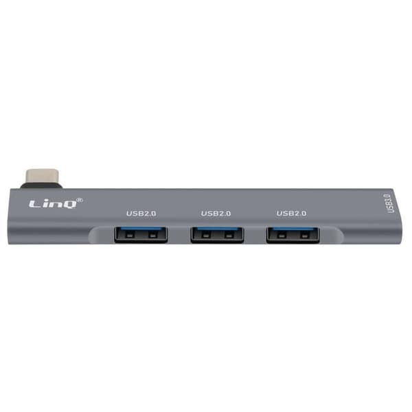 USB-C HUB-adapter - LinQ - 4 i 1 - 3x USB 2.0 - 1x USB 3.0 - OTG-stöd