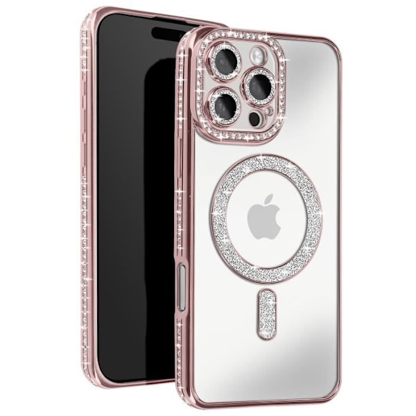 Coque Diamant для iPhone 16 Pro MagSafe Protection Contour Strass Rose Rosa