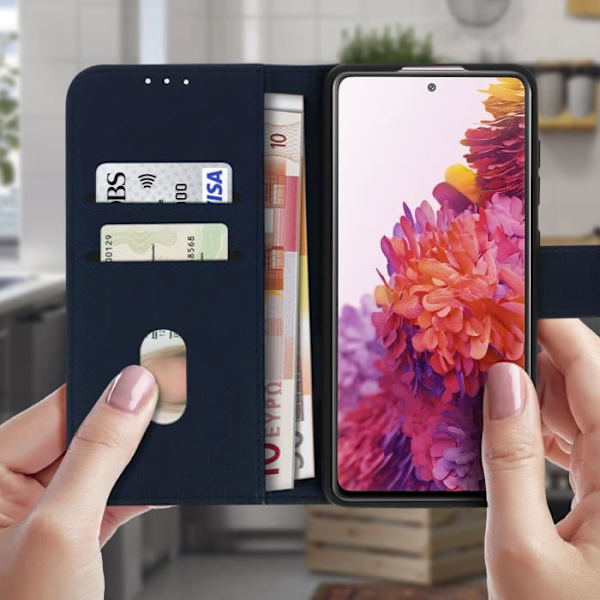 Fodral till Samsung Galaxy S20 FE Full Cover Korthållare Stativ Funktion Blå blå
