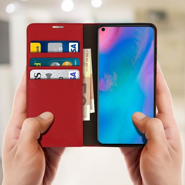 Etui - Huawei - P30 Pro - Äkta läder - Röd - Videostöd Röd