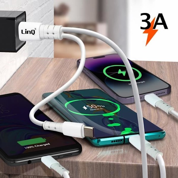 USB-A / USB-C til USB-C, Lightning og Micro-USB kabel Længde 1,2 meter LinQ