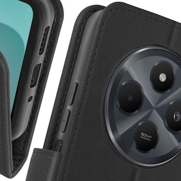 Fodral till Xiaomi Redmi 14C - AVIZAR - Wallet Flip och Video Support - Svart Svart