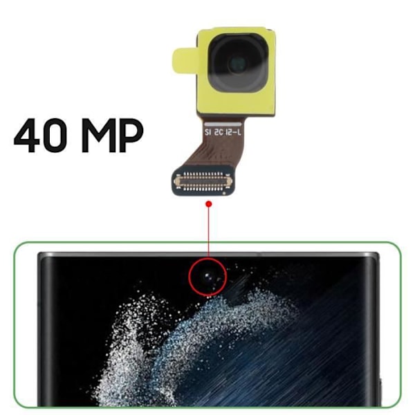 Frontkamera - AVIZAR - Samsung Galaxy S22 Ultra - 40MP Selfie Sensor - Svart Svart