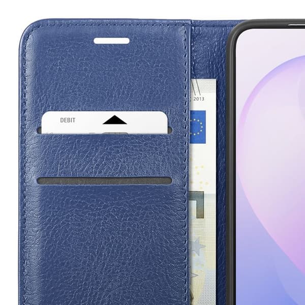 Fodral för Samsung Galaxy S26 FE med texturerad yta, kortfack och videostöd Zanaé Mörkblå Blå