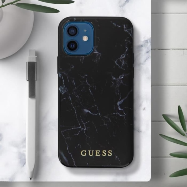 iPhone 12 Mini Hard Marble Effect Marble Cover Guess Black