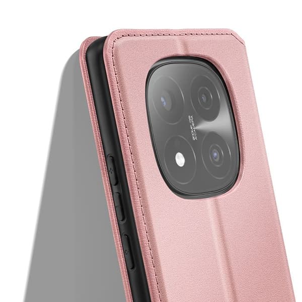 Fodral med lock för Redmi Note 14 Pro / 14 Pro Plus Magnetisk Ställfunktion Classic Edition Roséguld Roséguld