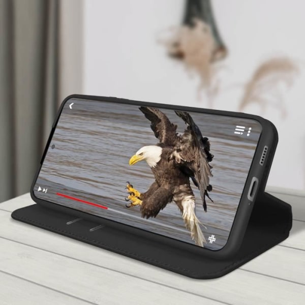 Samsung Galaxy S22 Plus Wallet Flip Fodral Video Support Funktion Svart