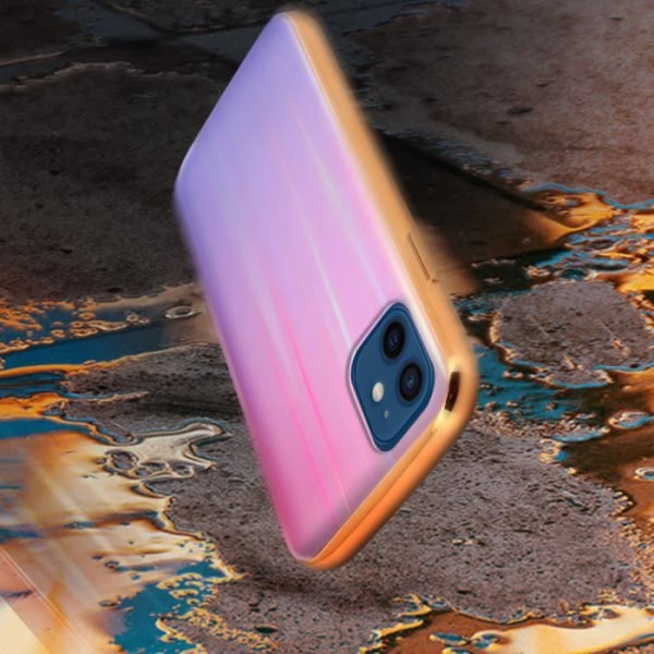 Coque - AVIZAR - iPhone 12 Mini - Holografisk - Styv - Mjuk silikon Ros, Regnbåge