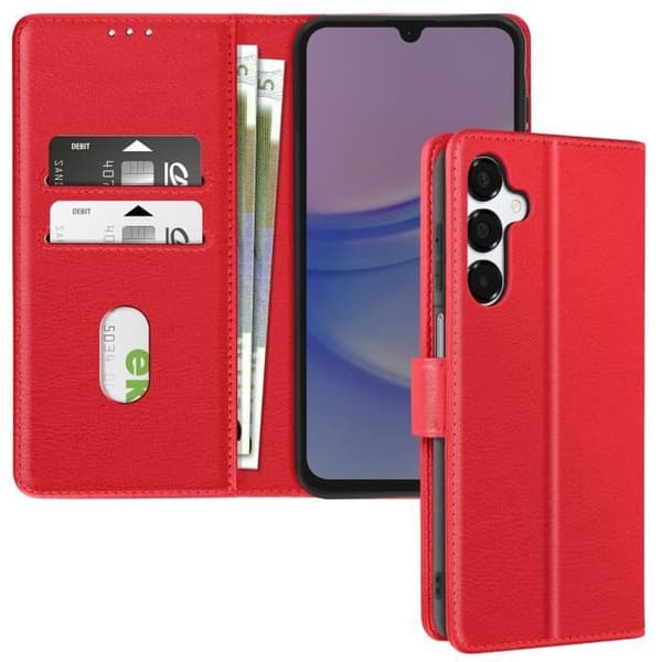 Plånboksfodral - Chesterfield - Samsung Galaxy A16 - Röd - Semi-styv - Videostöd Röd