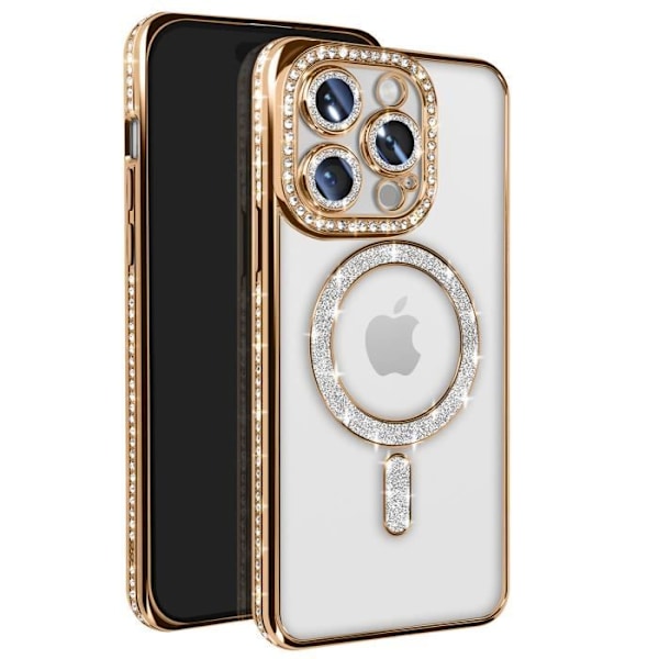 Coque Diamant för iPhone 14 Pro MagSafe Kontur Strass Guld Gul