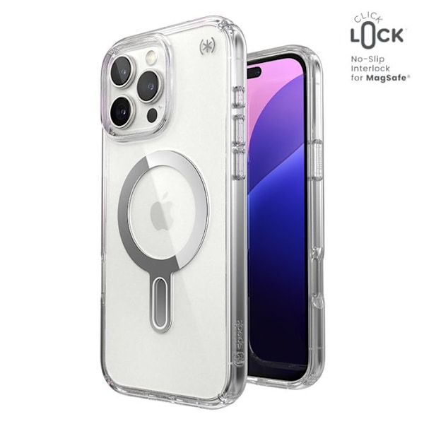 iPhone 16 Pro Max Fodral - Speck - Clear ClickLock - Transparent - Serene Silver - Halvstyvt Transparent, Serene Silver