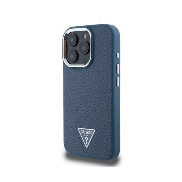 iPhone 16 Pro - Raskinapaina texture ja sininen Guess kolmio-logo Blå