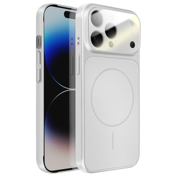 iPhone 14 Pro Max-fodral Kompatibel med MagSafe AG Glass Mate Silver Finish Grå