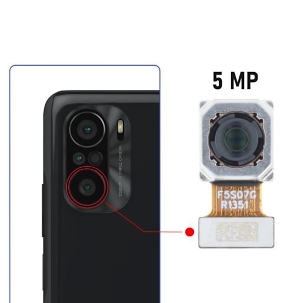 Makro-objekti 5MP Xiaomi Mi 11i:lle - AVIZAR - Takakameran vaihto - Musta Svart