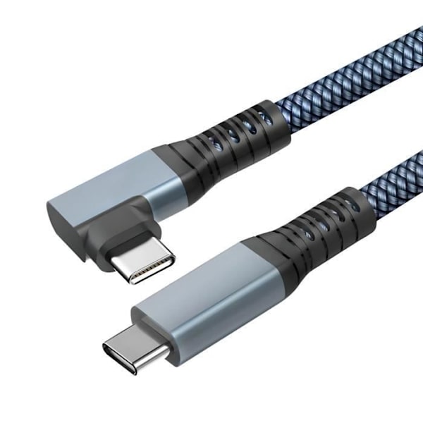 USB-C kabel 3 i 1 Opladning 100W Opløsning 4K Overførsel 20Gbps Bøjet 1m Grå