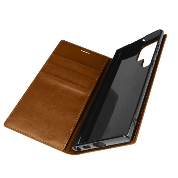 Galaxy S22 Ultra Folio Case Ægte læder kortholder Video Support - camel kamel