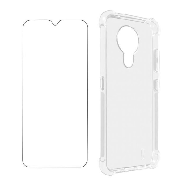 Nokia 1.4 Case + Film - AVIZAR - Pehmeä kotelo ja läpinäkyvä karkaistu lasi Vit